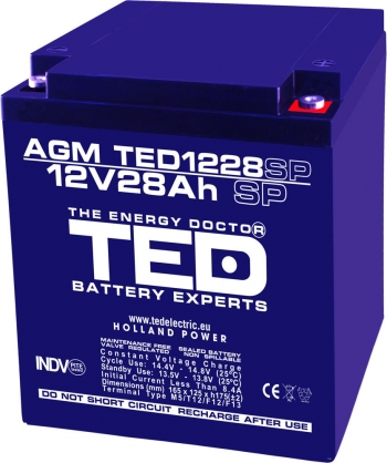 AGM Battery TED1228M5SP 12V 28Ah special size