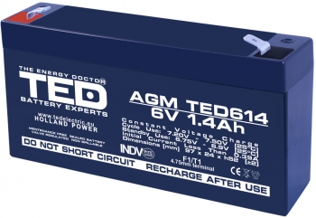 AGM Battery TED614F1 6V 1.4Ah