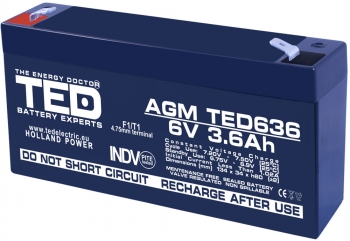 AGM Battery TED636F1 6V 3.6Ah