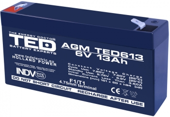 AGM Battery TED613F1 6V 13Ah