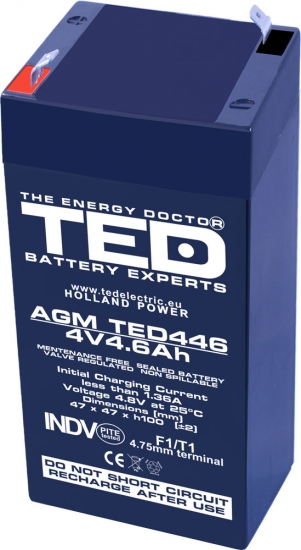 AGM Battery TED446F1 4V 4.6Ah