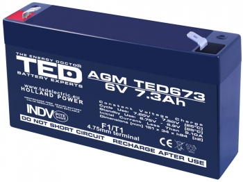 AGM Battery TED673F1 6V 7.3Ah