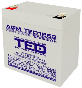 AGM Battery TED1252HRF2 12V 5.2Ah High Rate