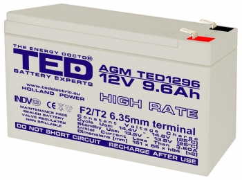 AGM Battery TED1296HRF2 12V 9.6Ah High Rate