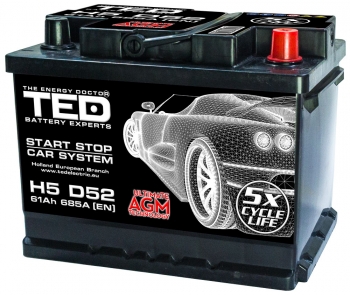 12V 61Ah Start Stop AGM Car Battery